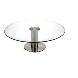 1040 Taartschotel glas RVS voet