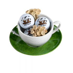 7551 Kop en schotel + golfballen + tees