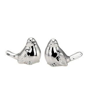 4901 Vogeltjes van porselein, zilverkleur